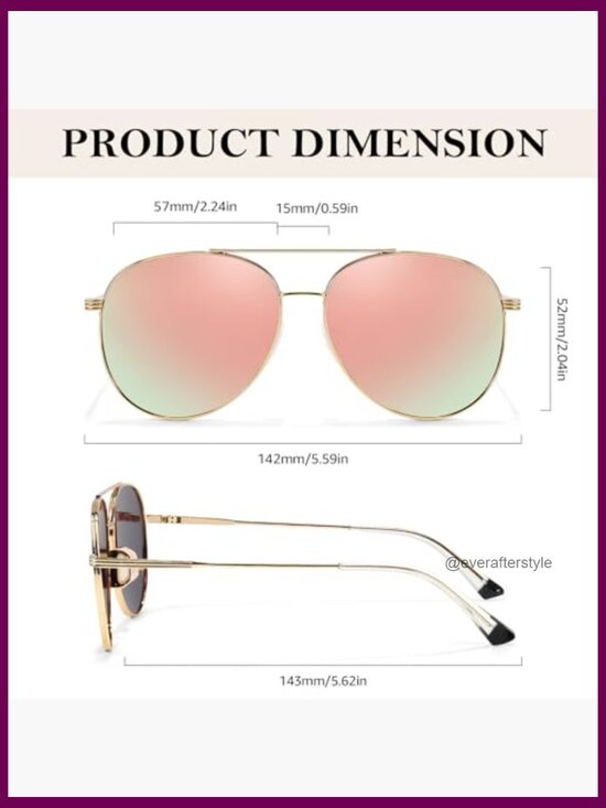 Polarized Aviator Sunglasses with Metal Frame and UV Protection